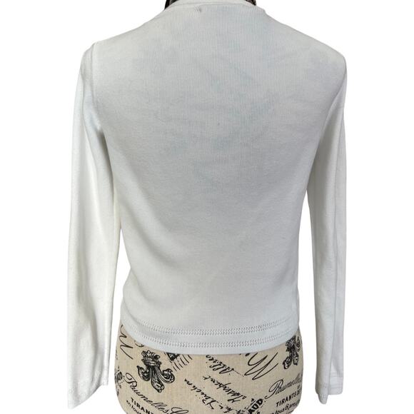 Women Tommy Hilfiger Boho Preppy White Cardigan Cotton Small - Picture 4 of 5